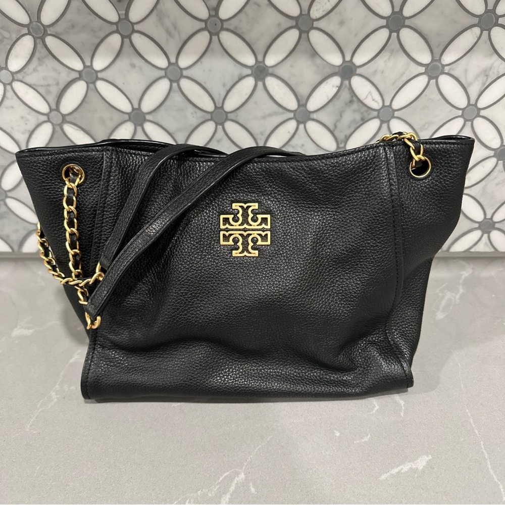 Tory Burch Black Shoulder Bag with Gold Accents